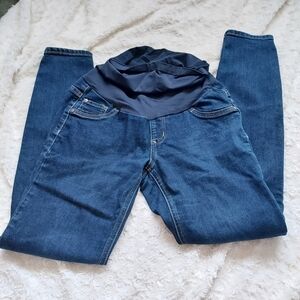 Indigo blue Comfy Pull On Stretch Maternity jeans size Small Expecting Mom-To-Be